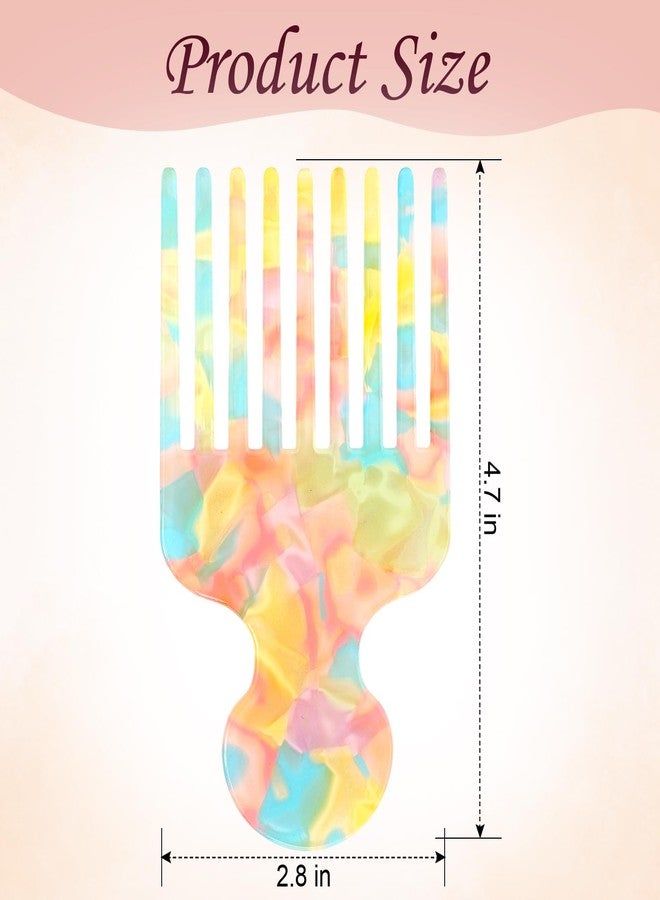 Clofiak 2pcs Hair Pick Comb Long Wide Tooth Comb for Curls 4.7in Smooth Detangling Lifting Curly Hair Picks Afro Smooth Styling Tools for Women Men Barber Supplies(Colorful) - Image 2